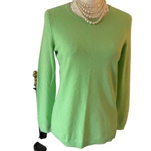 Talbots 100% Cashmere green long sleeve petite sweater size sp
